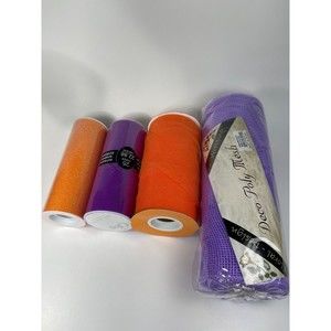 Tulle Fabric PURPLE & ORANGE - 4 spools of 3 NEW/1 OPENED
